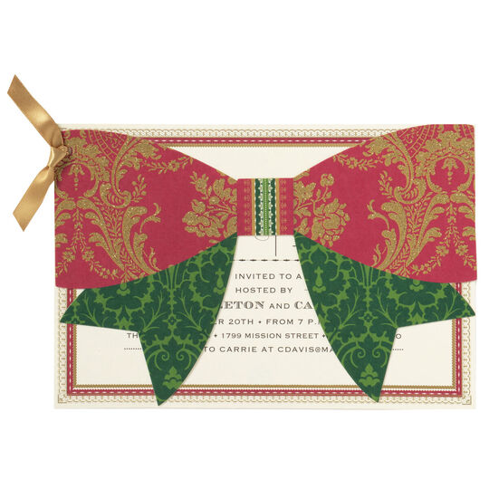 Christmas Bow Die-cut Invitations